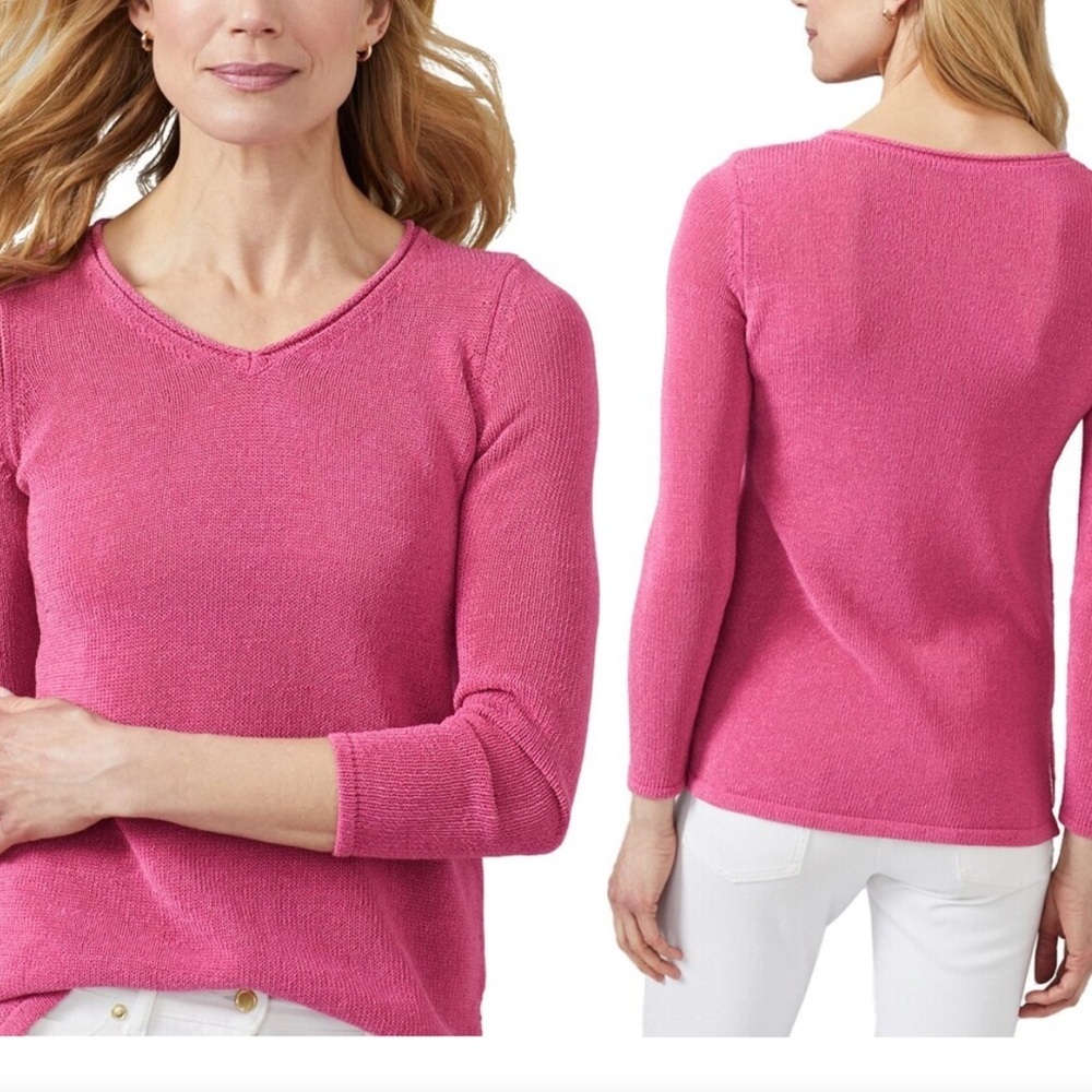 J. McLaughlin Pink V-Neck Sweater